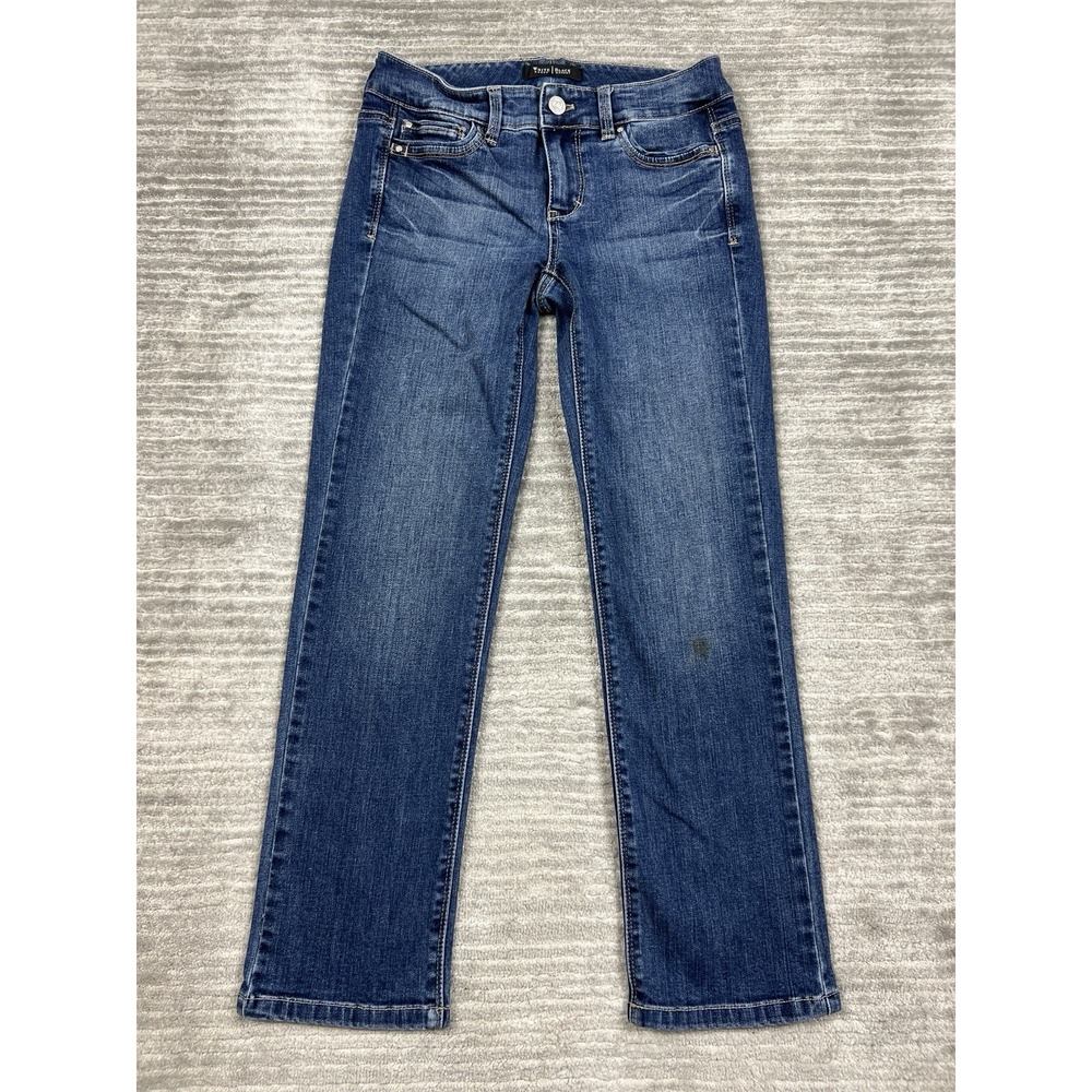 White House Black Market Jeans Womens 00 Blanc Dark Wash Crop Leg